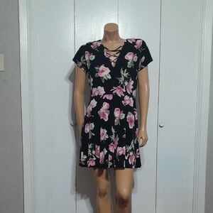 J for Justify Black and Pink Floral Mini Dress